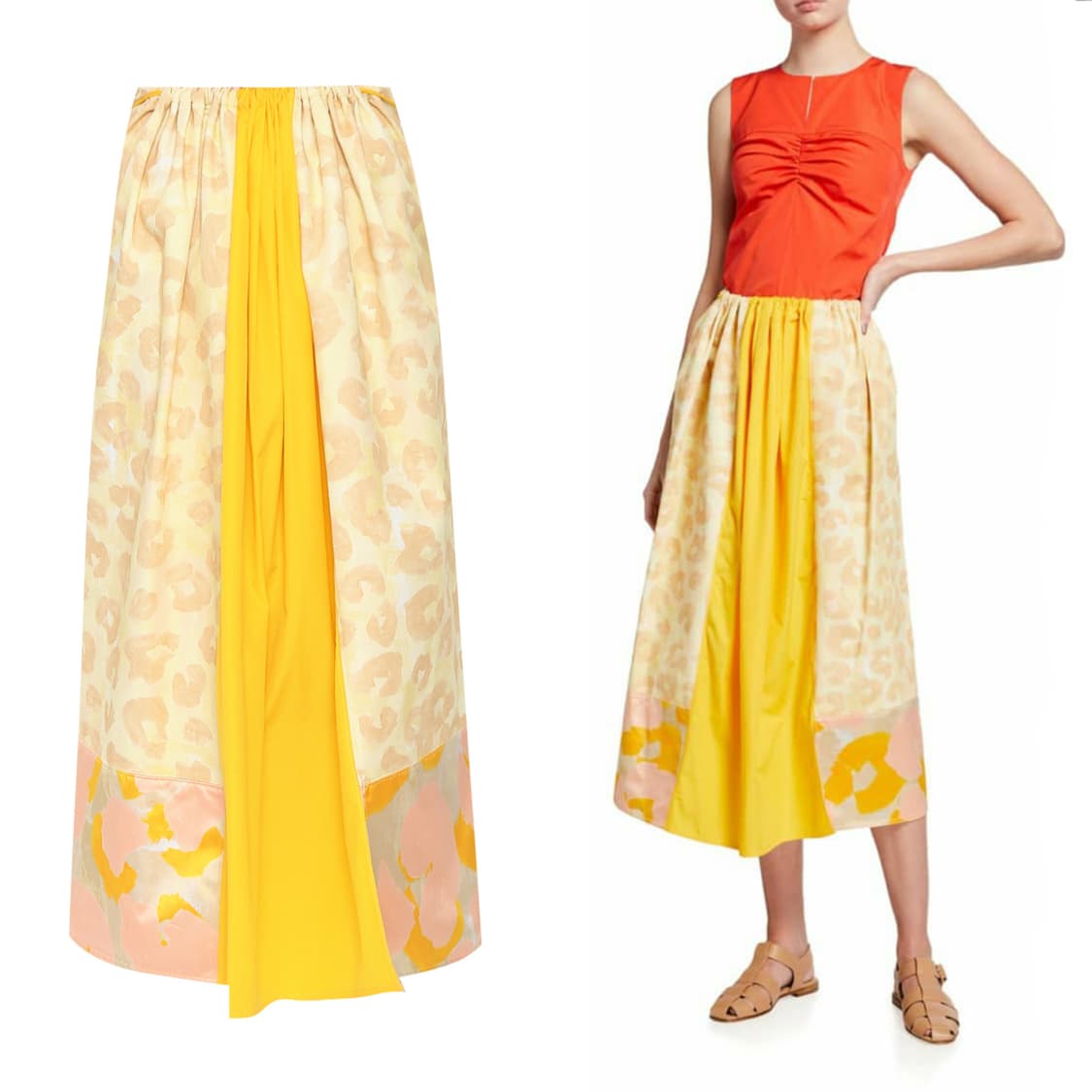 (매장판)MARNI 마르니 멀티패턴블록 셔링 엑센트 롱 스커트 S 상품이미지1