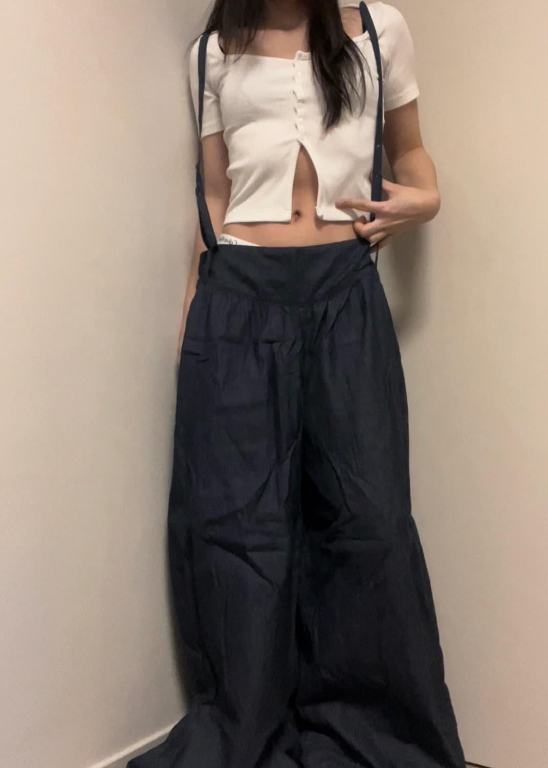 ribbed bone white top 상품이미지1