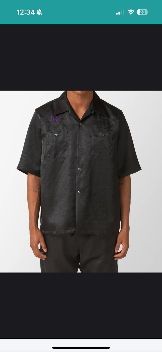 니들스 카우보이 반팔셔츠 사틴블랙 상품이미지1