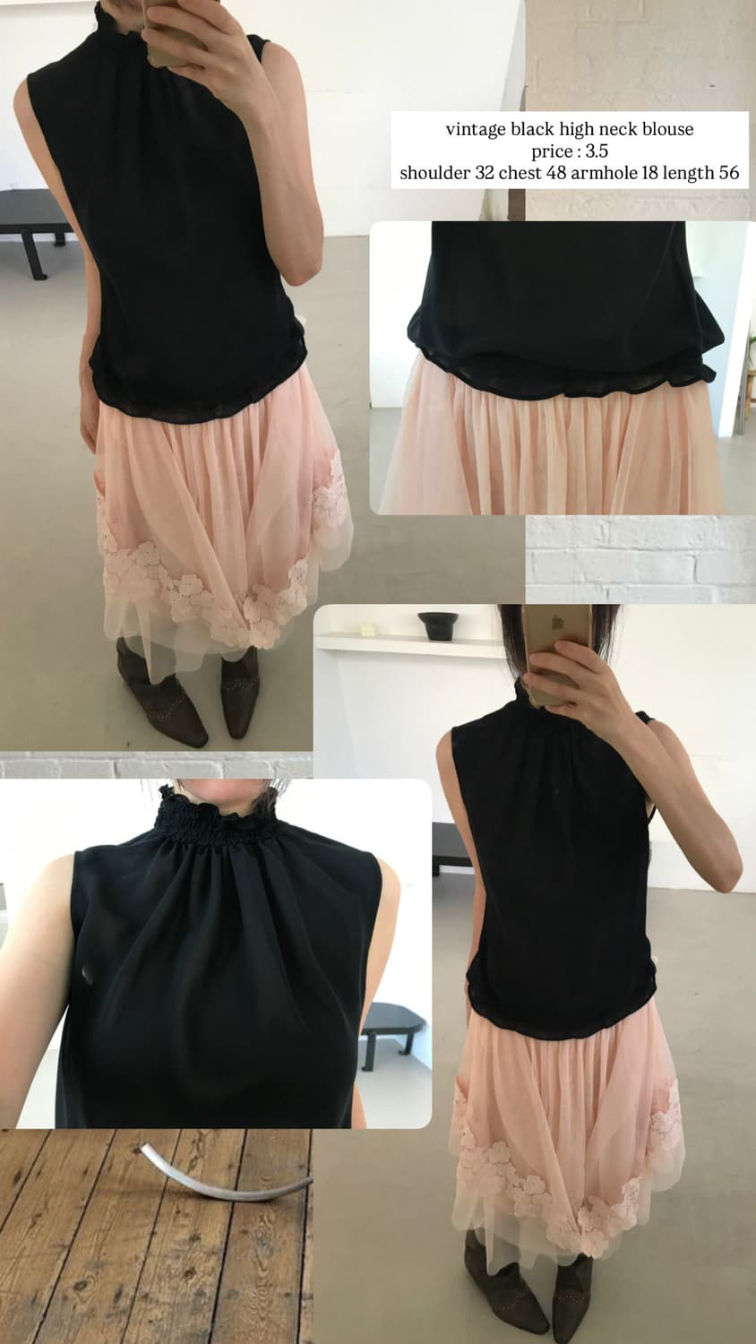 vintage black high neck blouse 상품이미지7