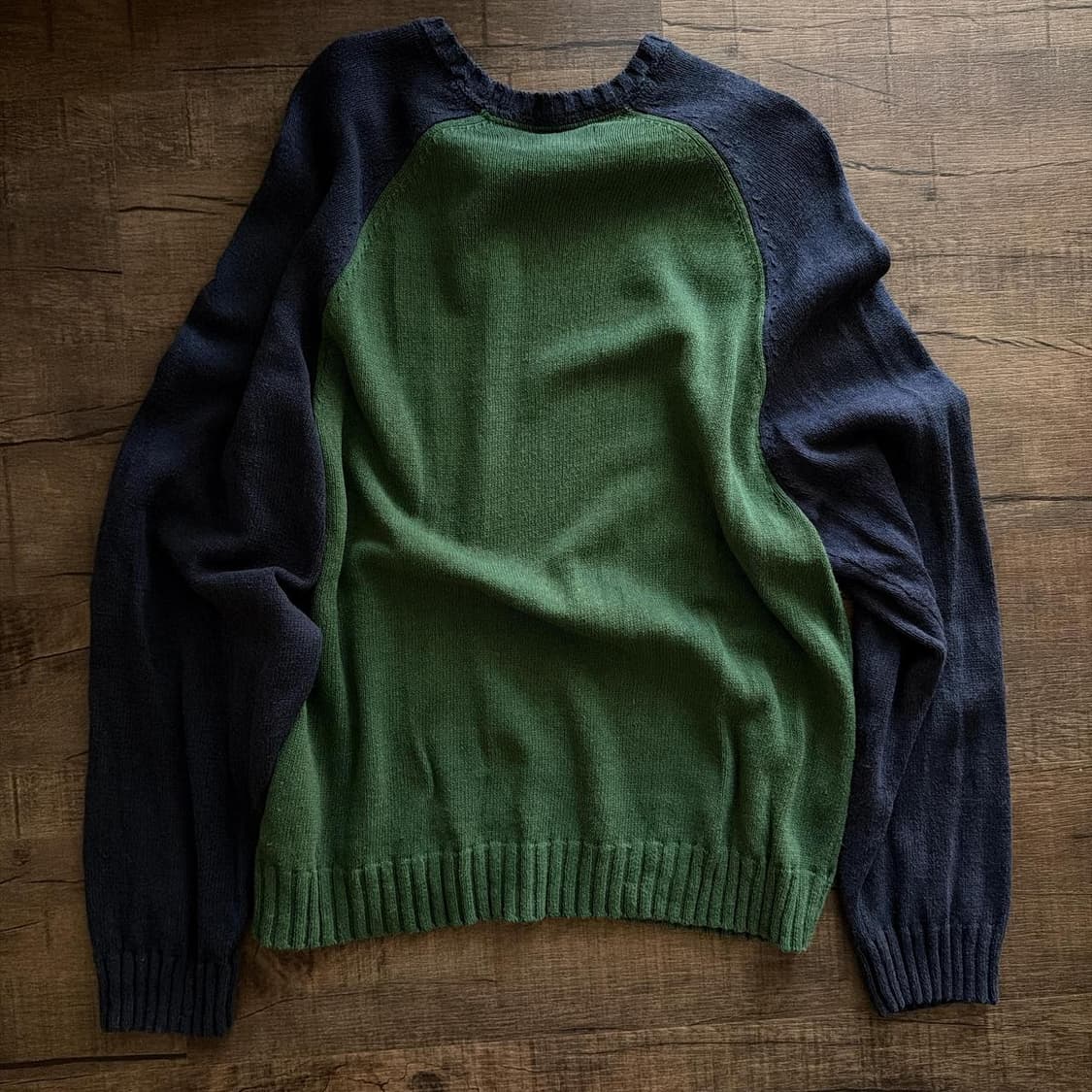 스투시 컬러블록 래글런 니트 크루 그린 상품이미지5