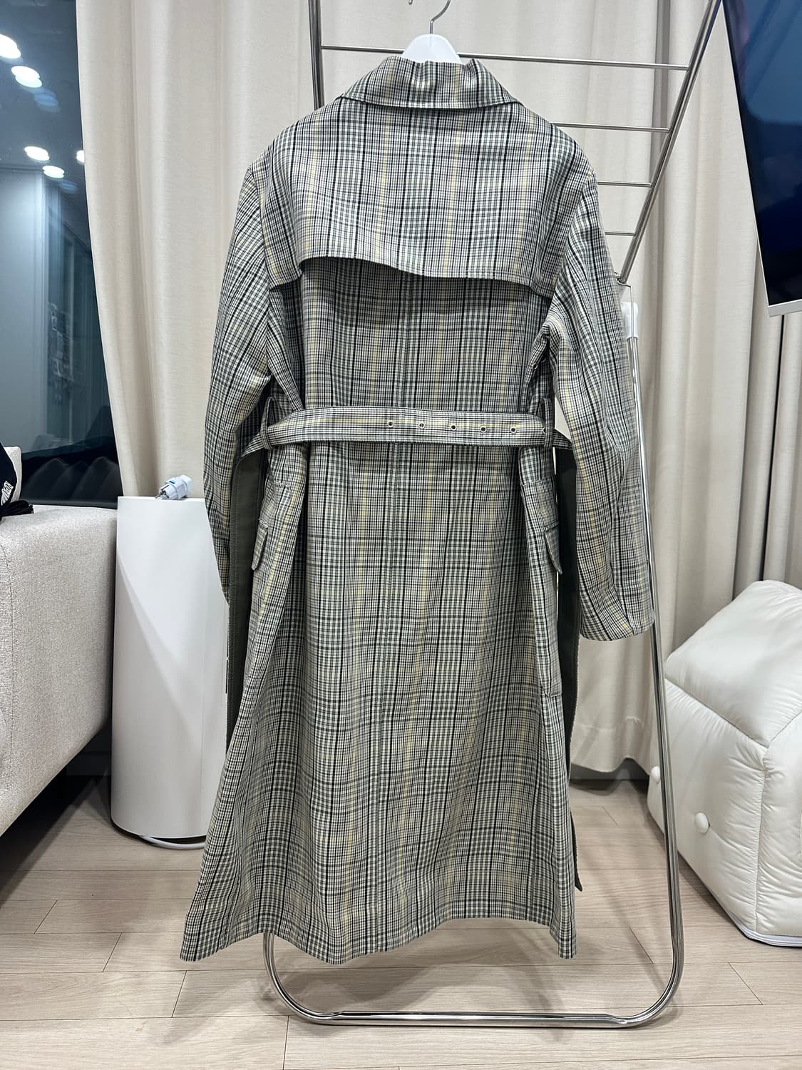 프론트로우x렉토 체크 리버시블 트렌치코트 S 상품이미지4