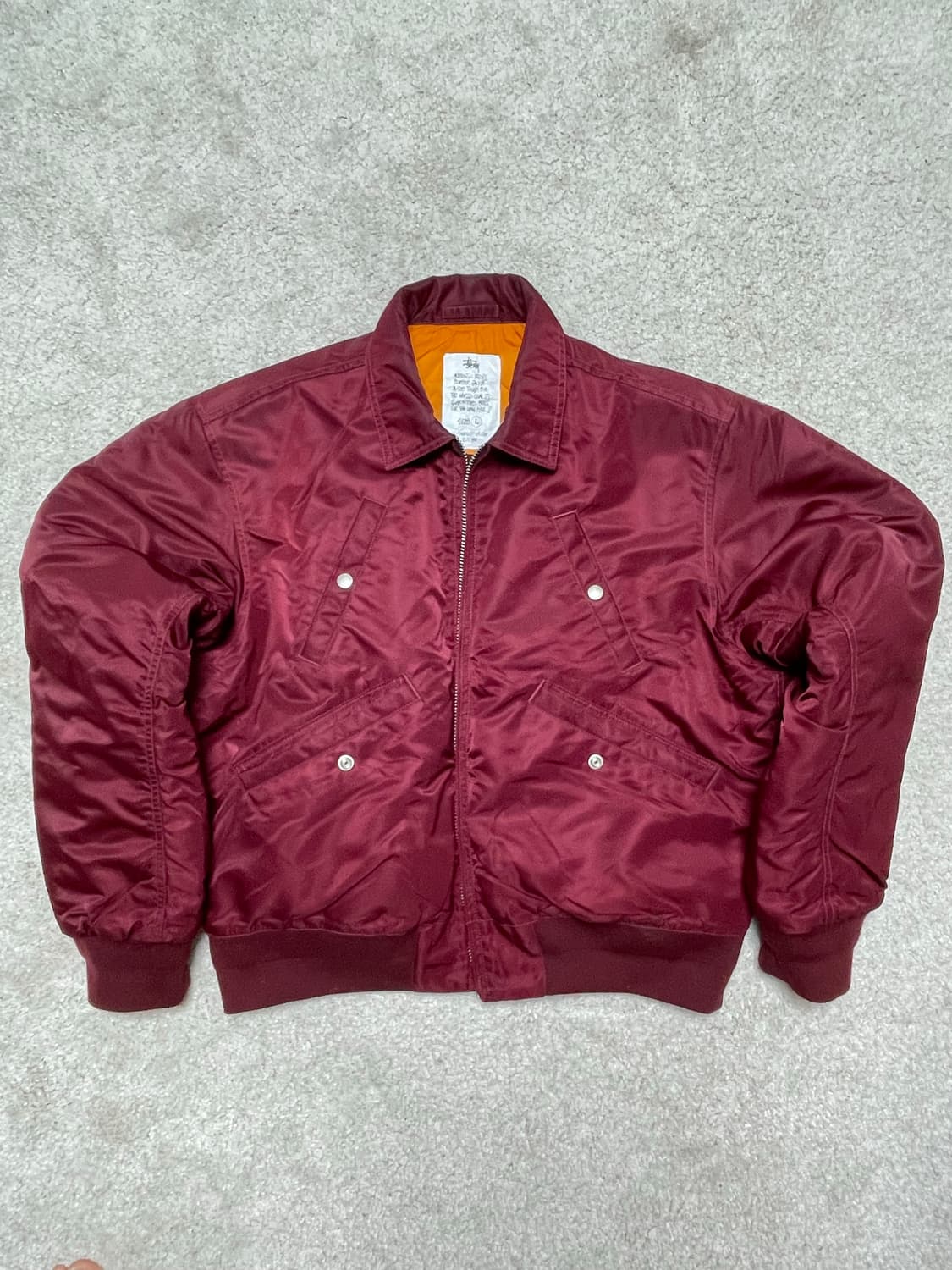 스투시 플라이트 봄버 버건디 L사이즈 상품이미지1