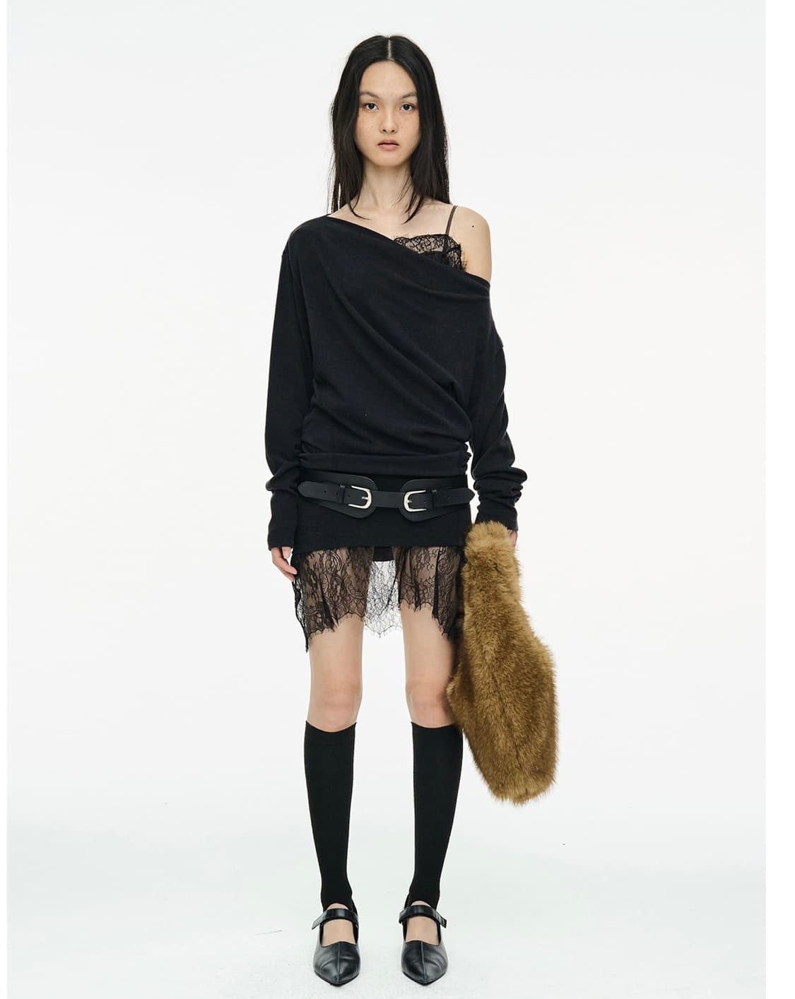 cerric incision tapered top, black 상품이미지2