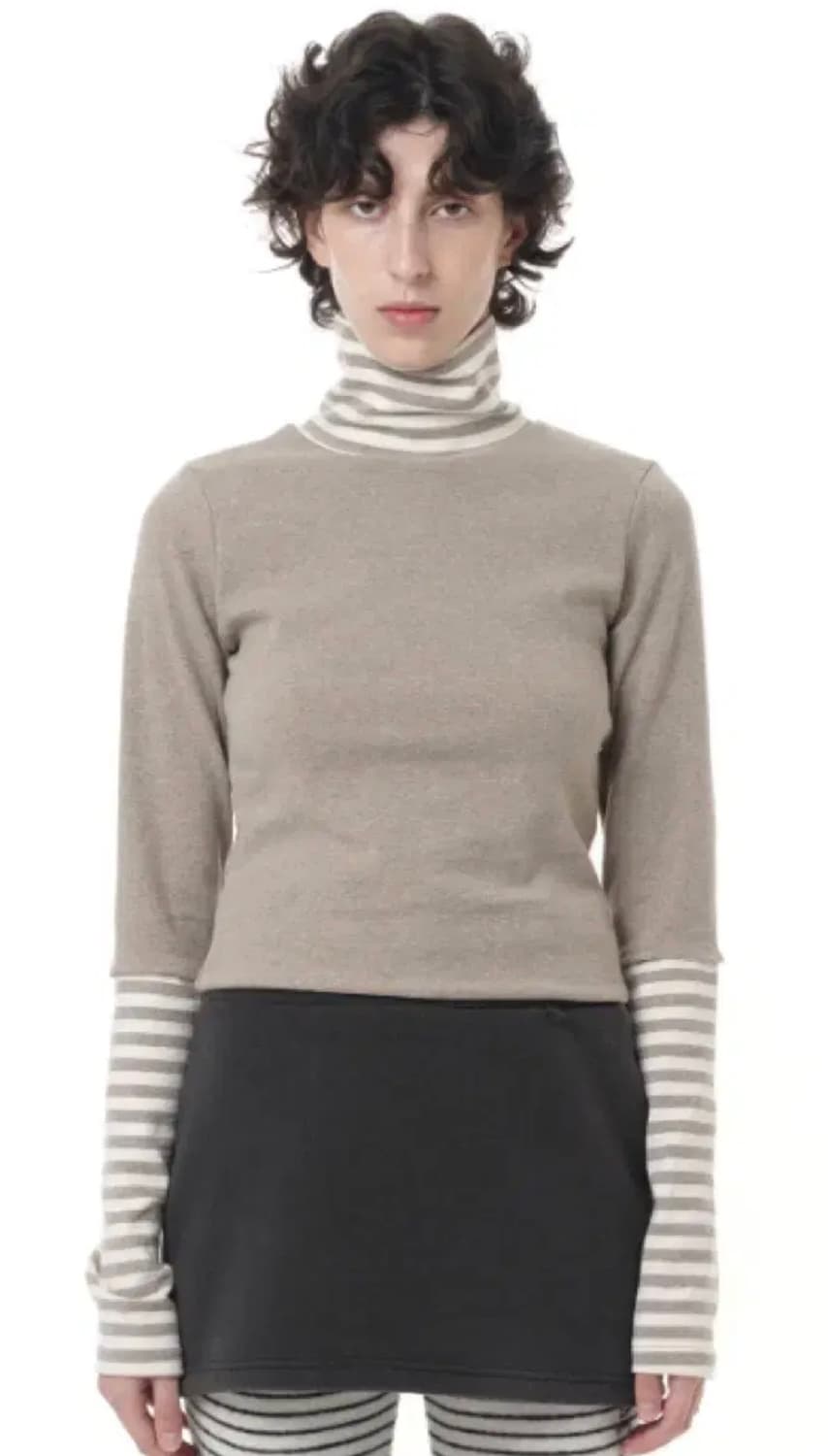 텐스댄스 파히섬 스트라이프 믹스 터틀넥 베이지(단종) 상품이미지1