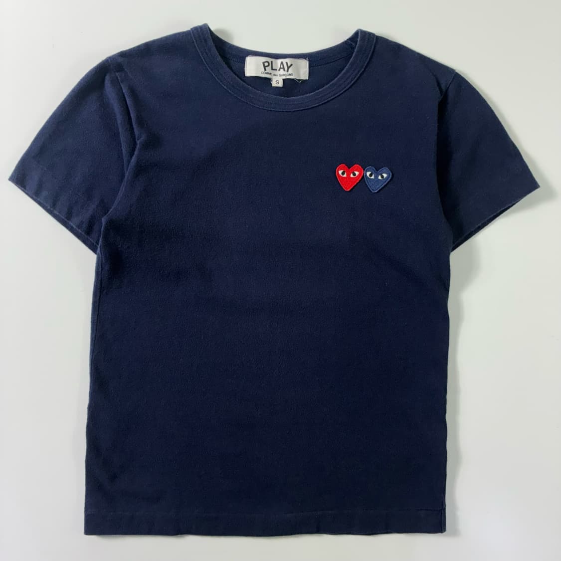 Comme des garsons  꼼데가르송 더블하트 네이비 반팔티셔츠  상품이미지1