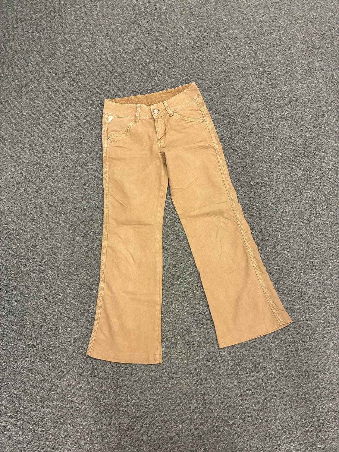 L)Japanese vintage 여성 자수 디테일 부츠컷 코튼팬츠 상품이미지4