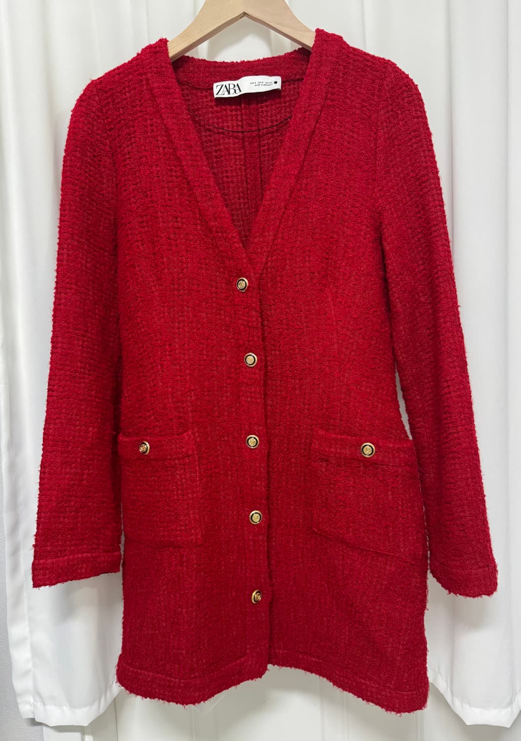 자라 레드 트위드 가디건 상품이미지2