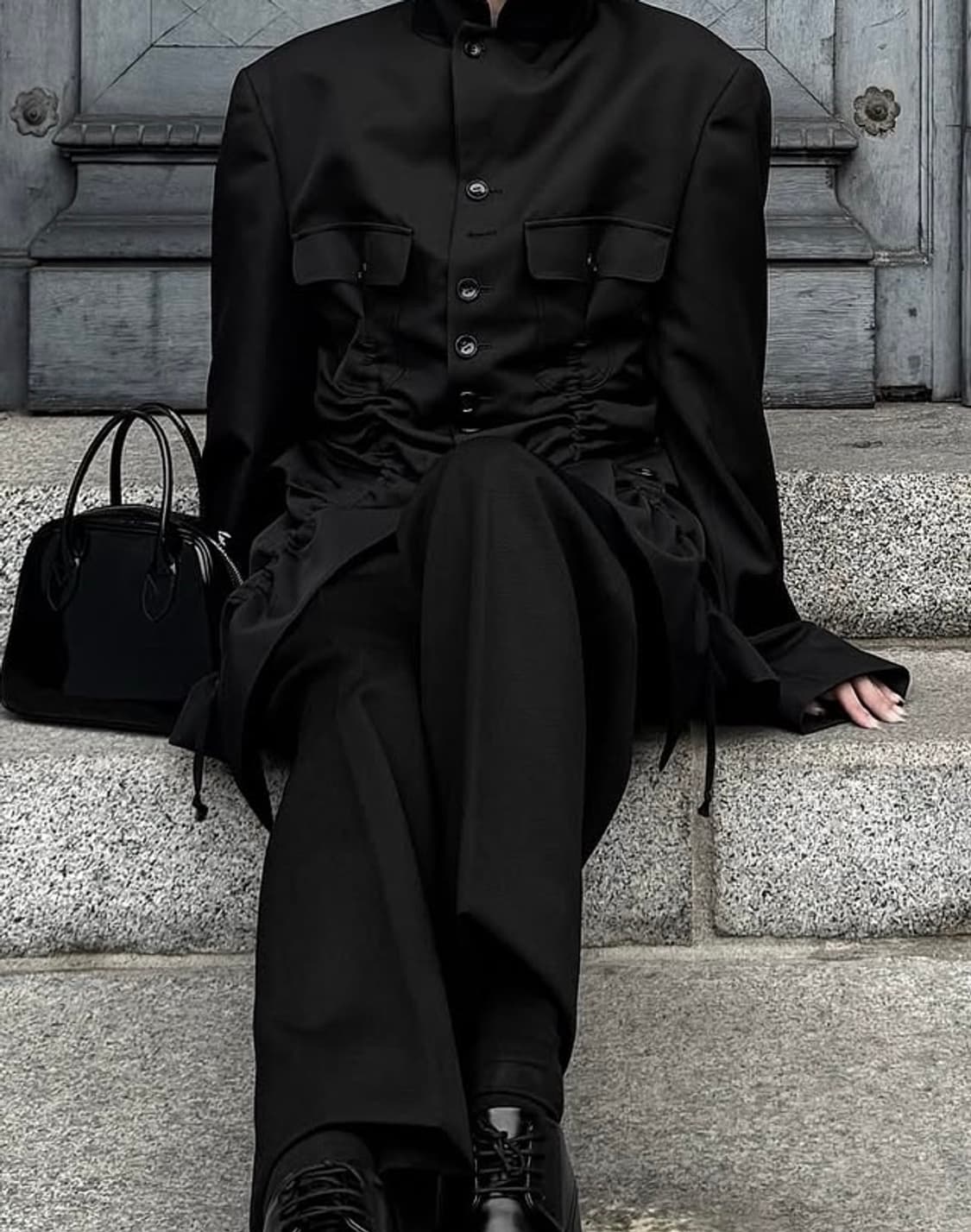 꼼데가르송 옴므 플러스 블랙 러플 디테일 재킷 상품이미지7