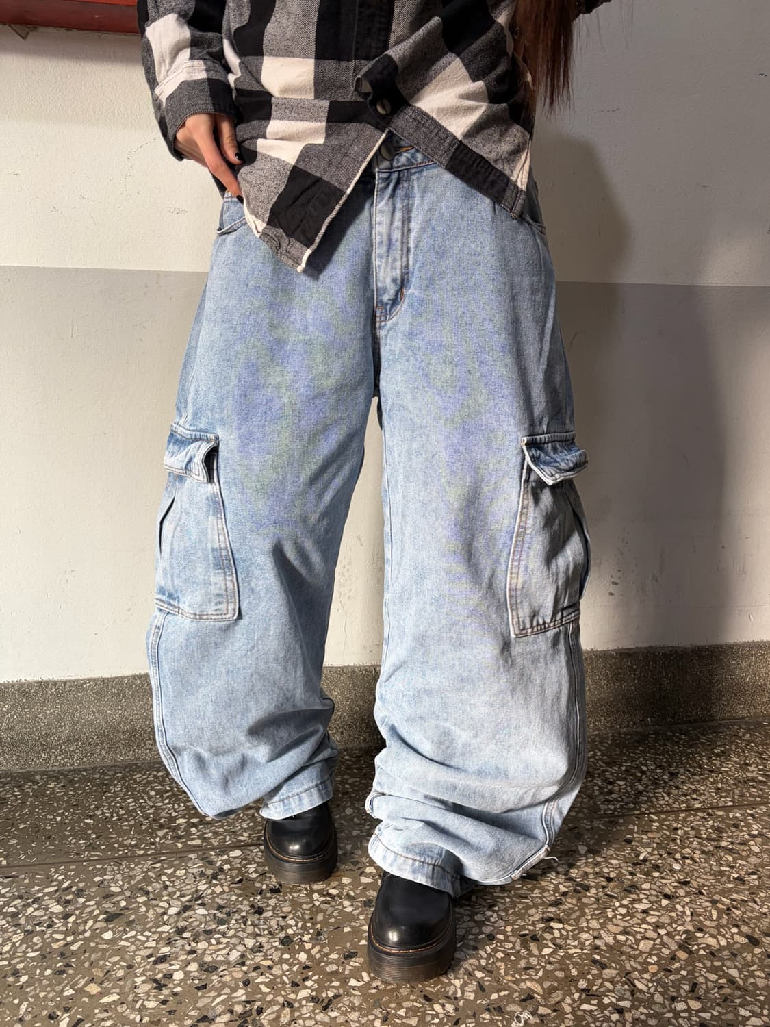 90s 올드스쿨 데님카고 팬츠 상품이미지1