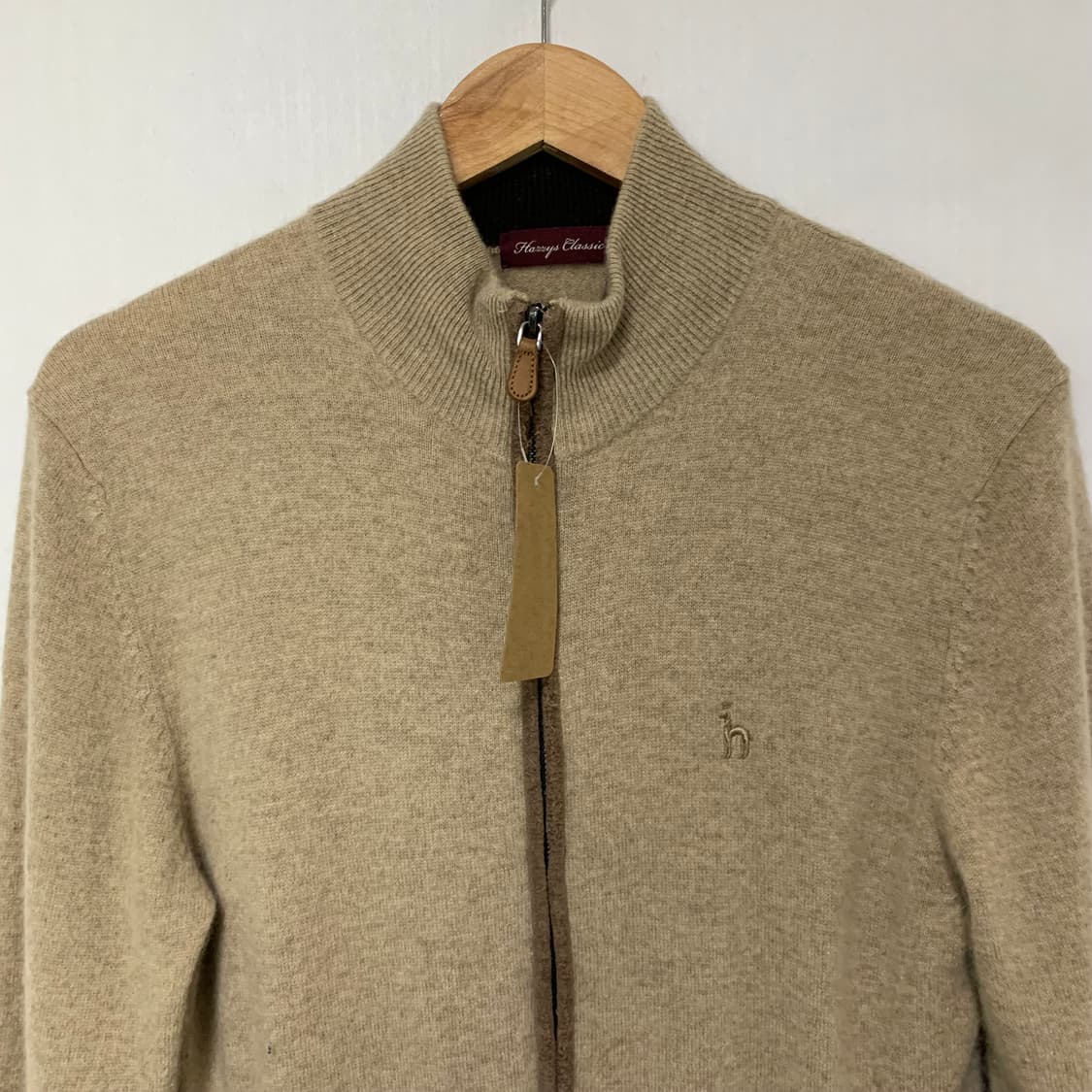 헤지스 빈티지 캐시미어 팔꿈치 패치 니트 집업 가디건 베이지 상품이미지4