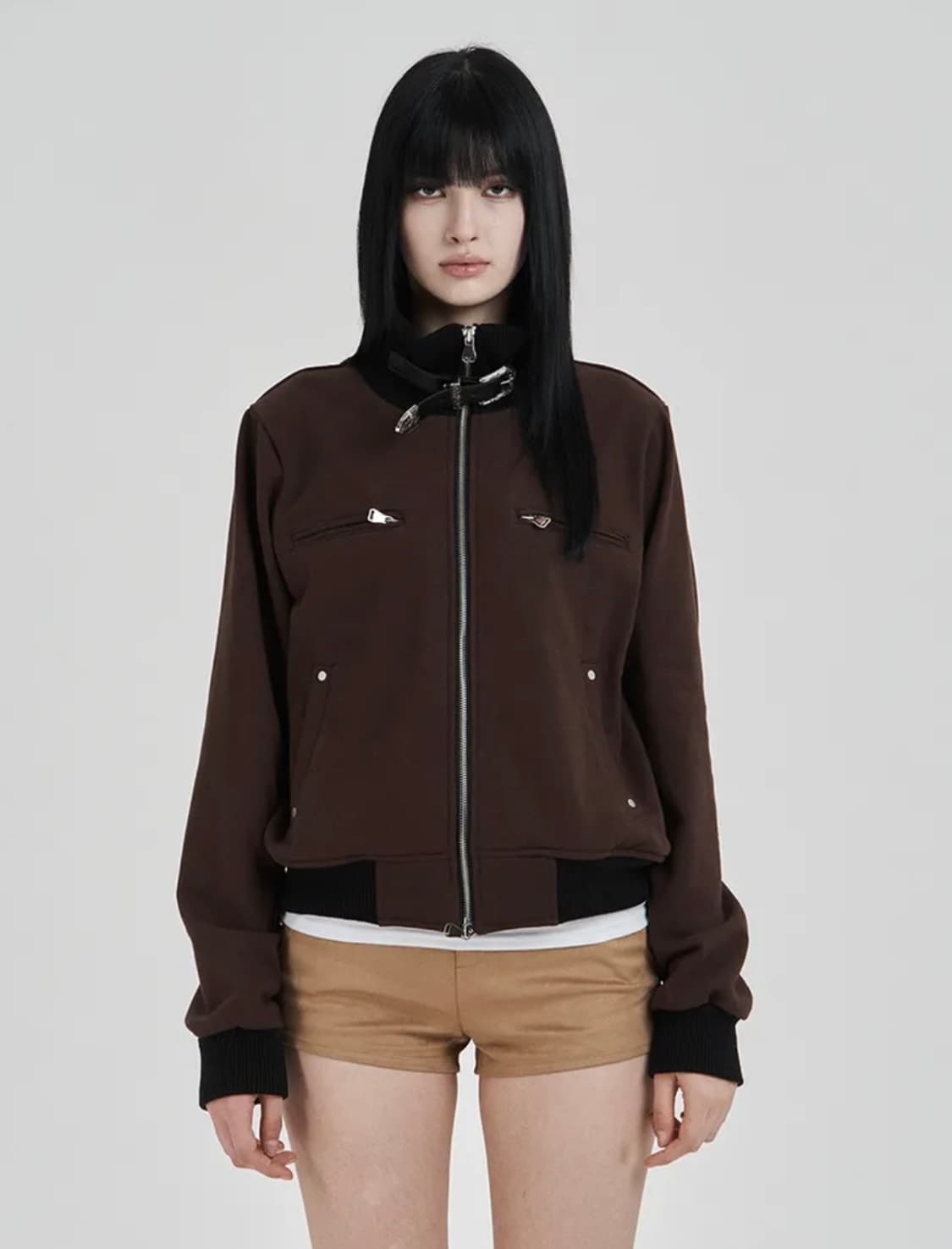 일리오 Brown Highneck jersey blouson 상품이미지1