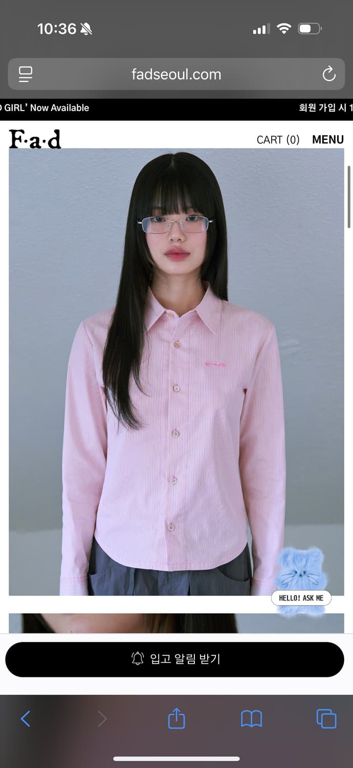 Fad 에프에이디 크롭 스트라이프 셔츠 핑크 상품이미지1