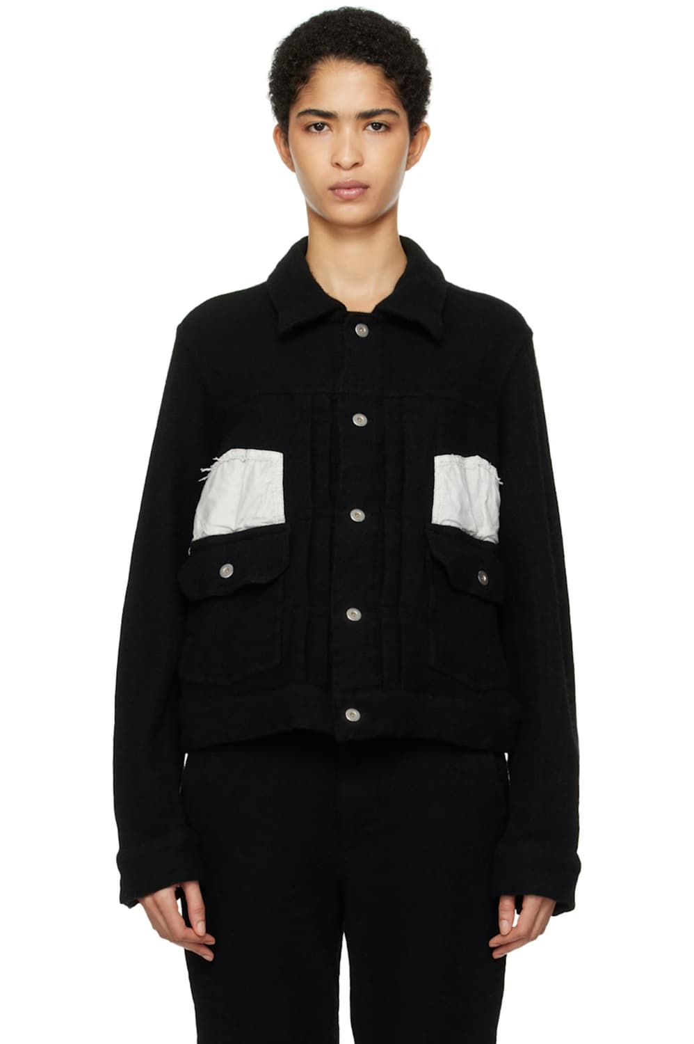 블랙 꼼데가르송 24aw 축융 울 트러커 자켓(M) 상품이미지3