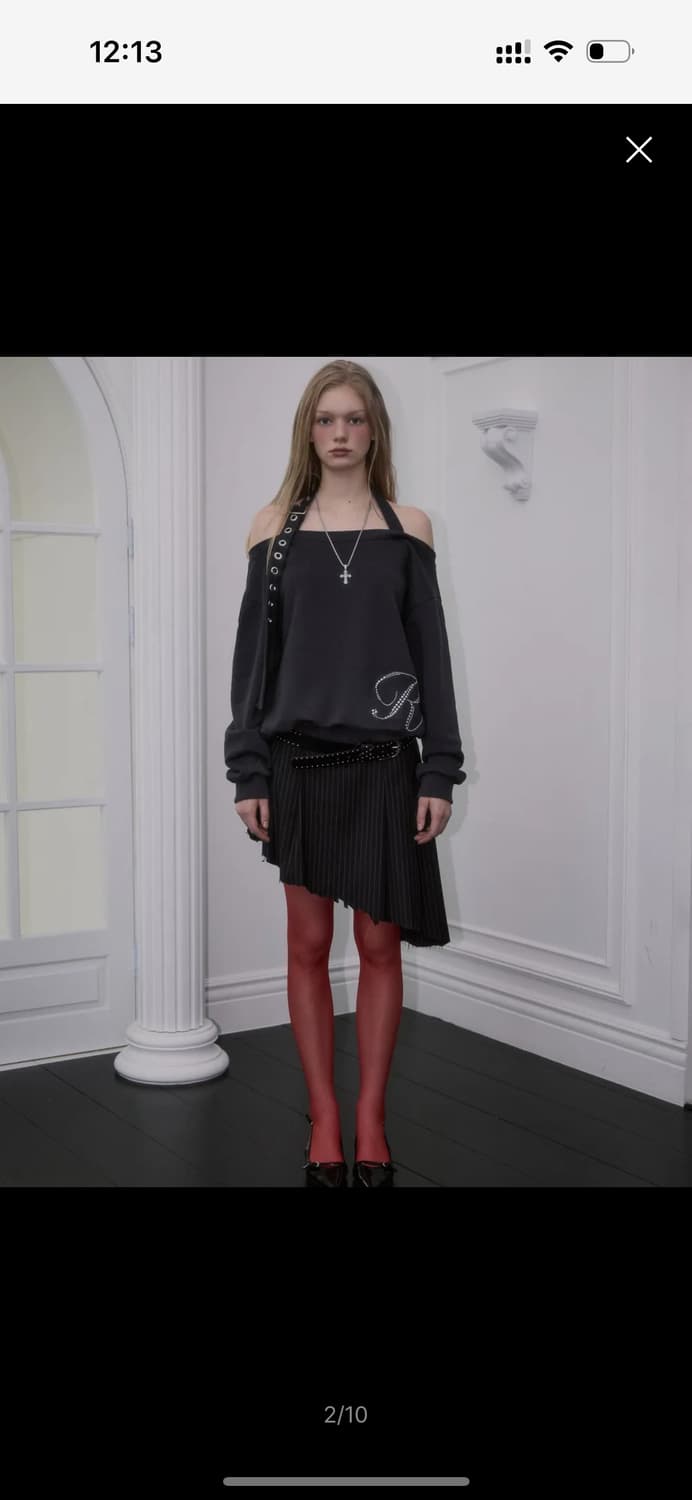 로제프란츠 아일릿 스트랩 오픈 스웻셔츠  오프숄더 상품이미지2