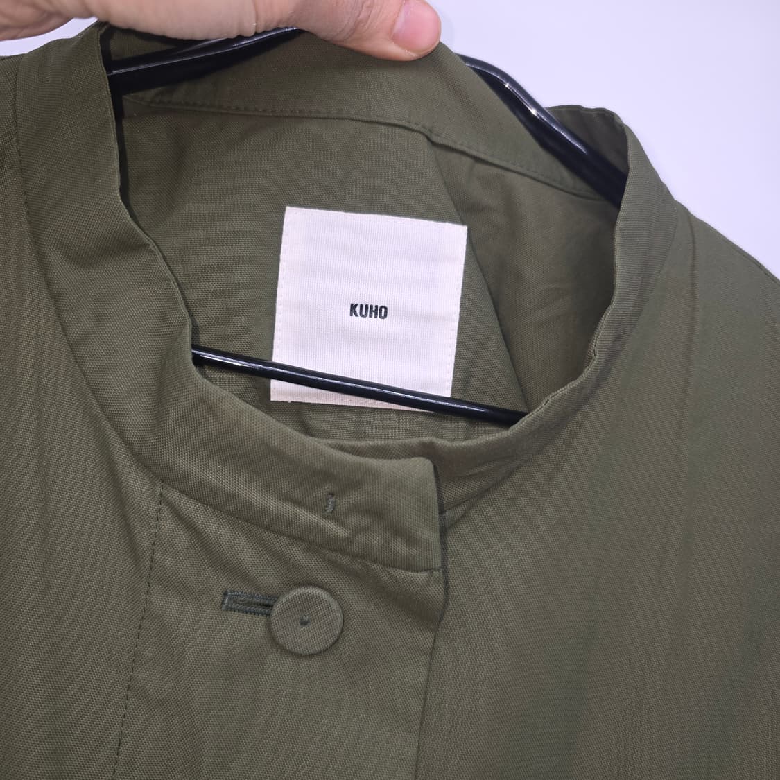 KUHO 카키색 롱 셔츠 코트 상품이미지3