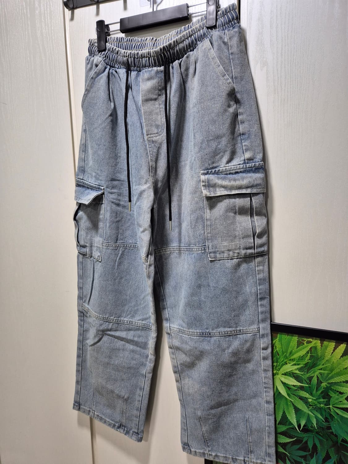 (세일)(새상품)워싱 데님 카고 조거 팬츠 상품이미지2