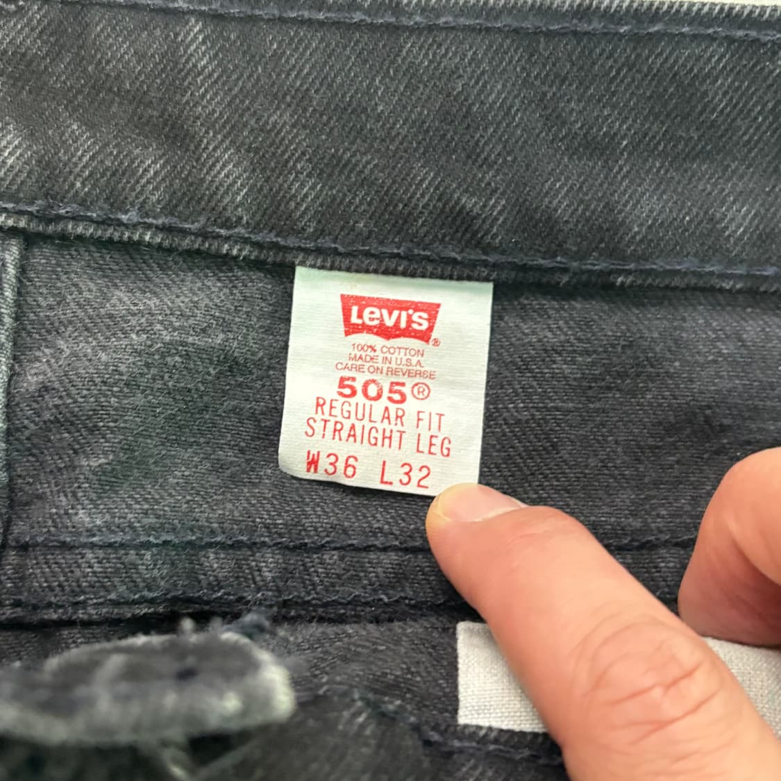 [36/32] 90s USA🇺🇸 리바이스 505 오렌지 탭 블랙 흑청 상품이미지4