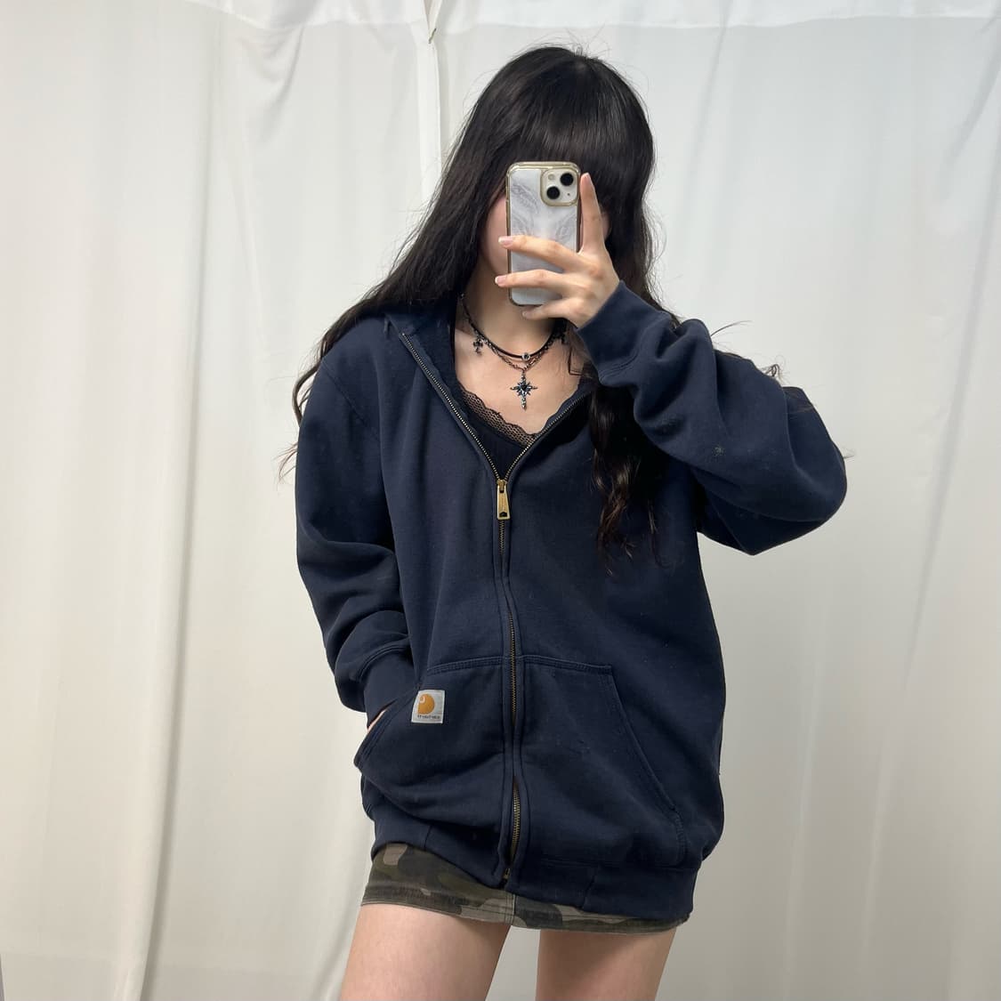 Carhartt navy hood zip-up 상품이미지1