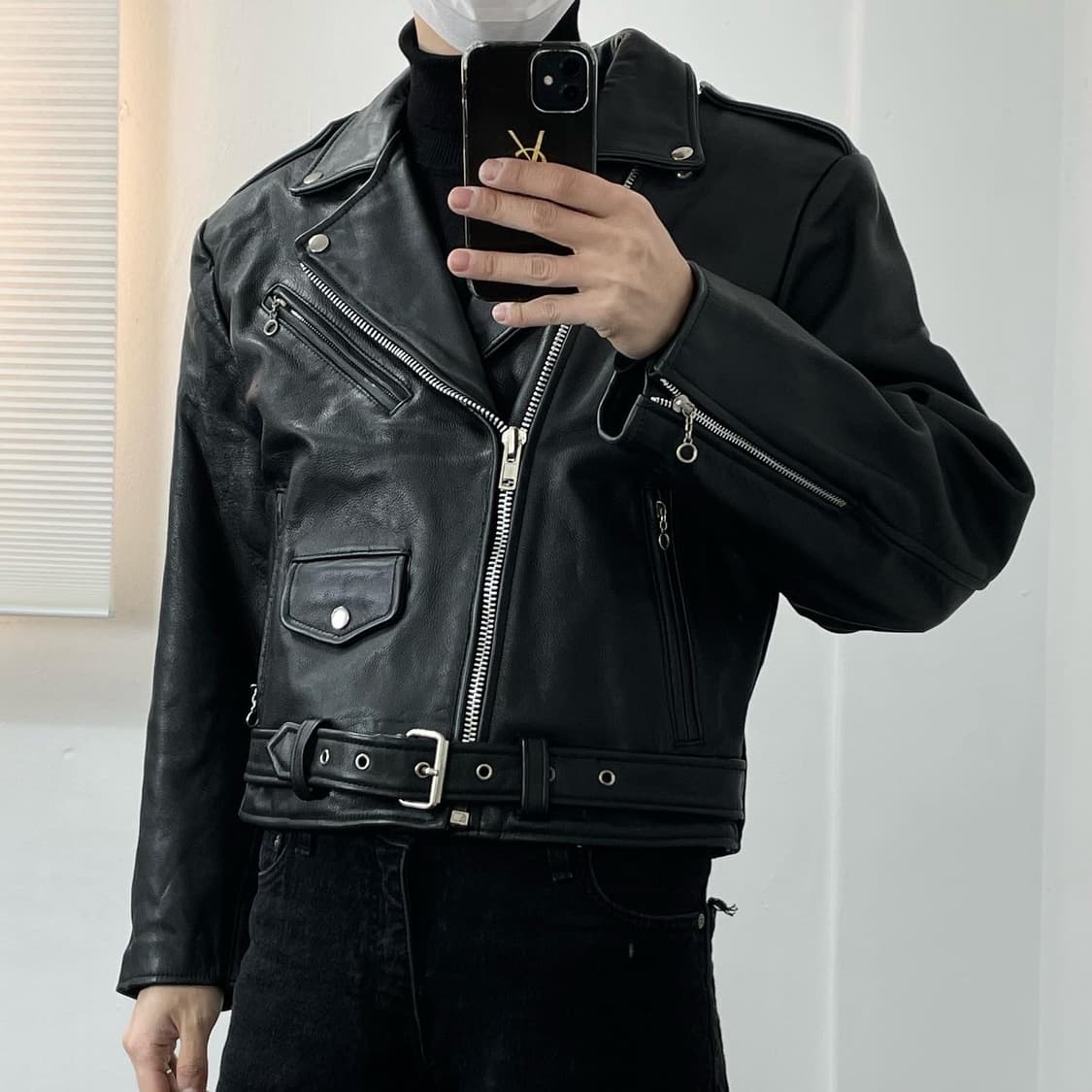 L REBEL 소가죽 크롭 헤비 라이더 자켓 상품이미지2