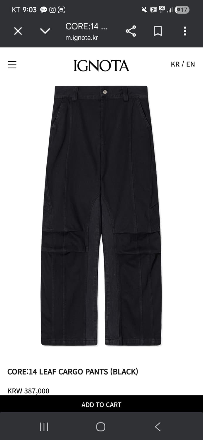 이그노타 코어14 리프 카고 팬츠 상품이미지1