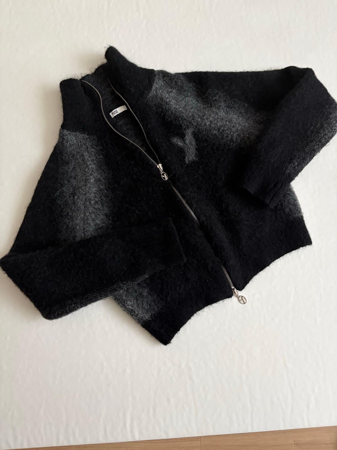 YUSE 집업 니트 블랙 상품이미지4