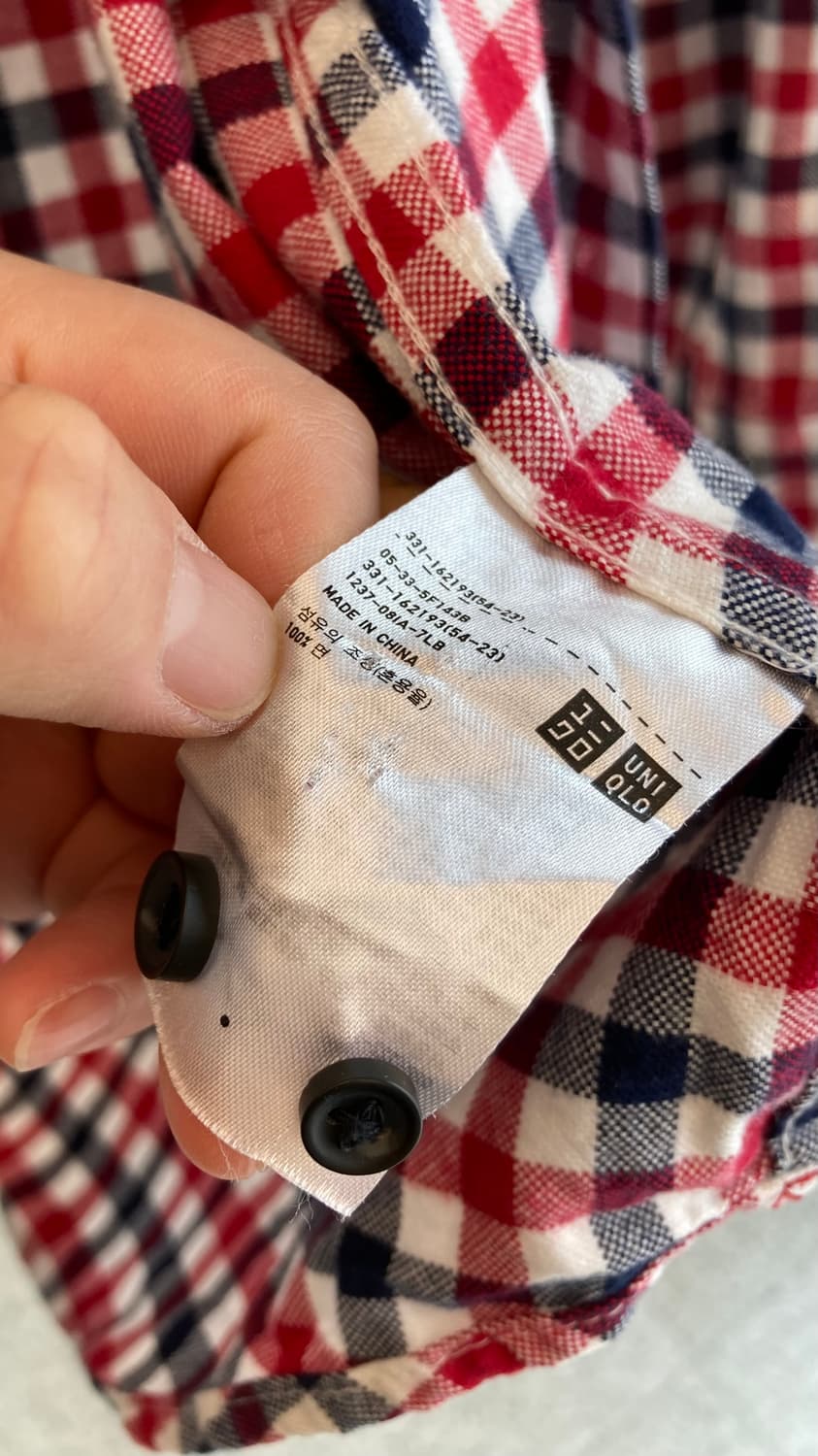 유니클로 면 체크남방 셔츠 L(100) Uniqlo Shirts 상품이미지7