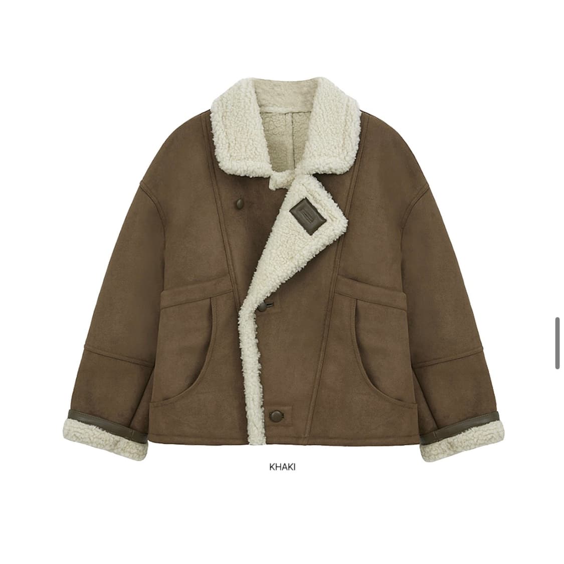 퀸스래빗 셔링하프코트 무스탕 카키브라운 상품이미지4