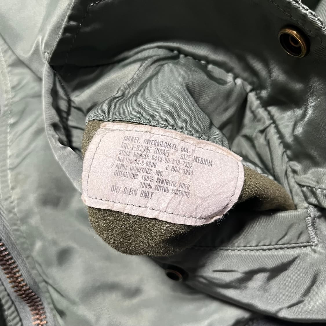 1984s vintage 알파인더스트리 ma-1 오리지널 자켓 상품이미지5