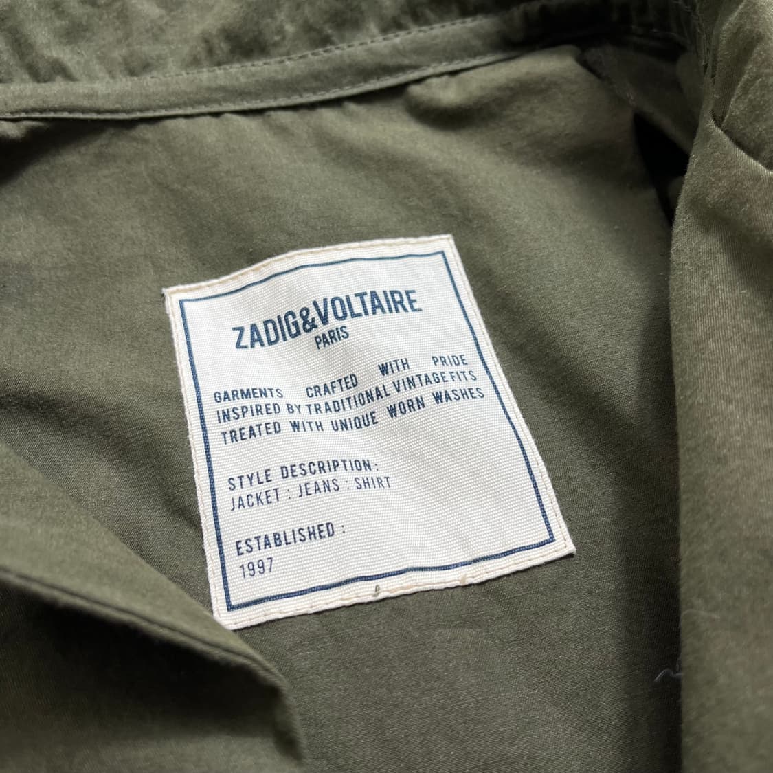 Zadig&Voltaire Pre-Owned 쟈딕 코튼 카키 자켓(XS) 상품이미지3