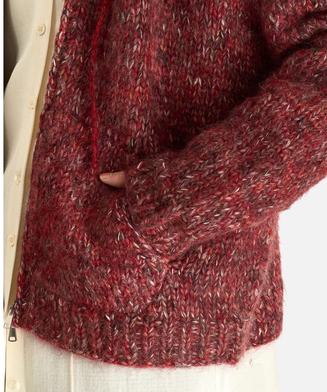 [M]나마체코 25fw Maurius 니트 후드집업/레드 상품이미지5