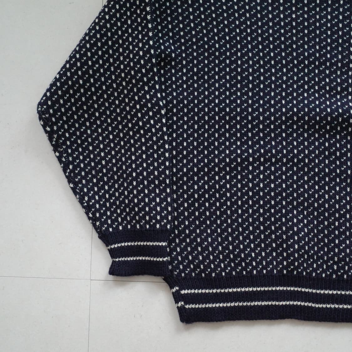 버드아이 브리티시 울 100% 네이비 크루넥 피셔맨 니트 M 상품이미지10