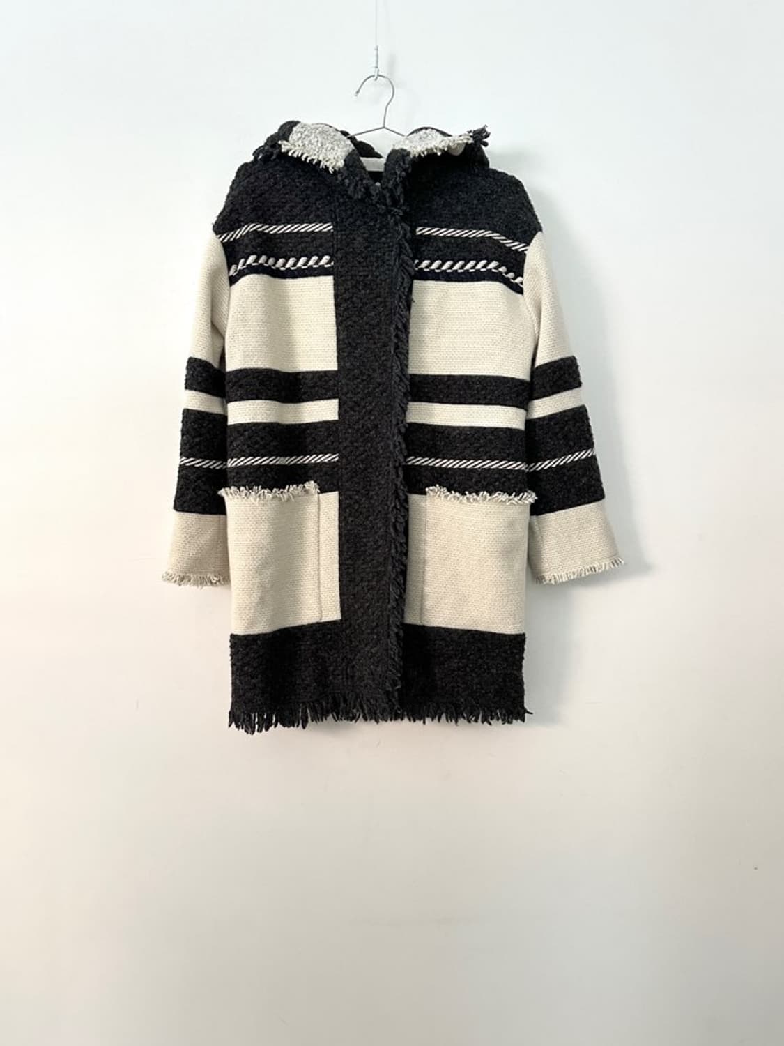 Indian tassel hoody coat / ivory & grey 상품이미지1