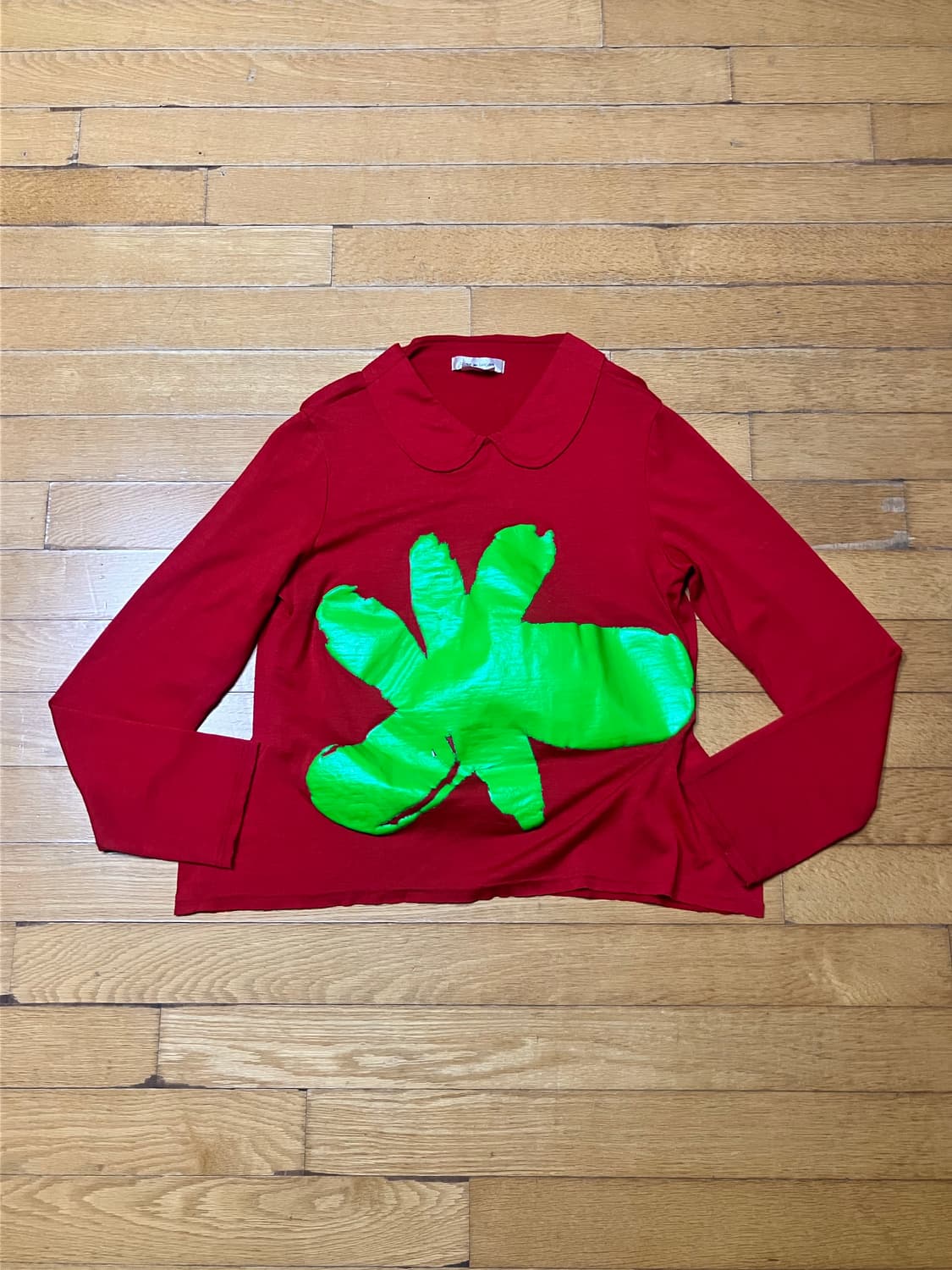 Commedes 꼼데가르송 핀터깔 플라워레더 라운딩 스웻셔츠 상품이미지1