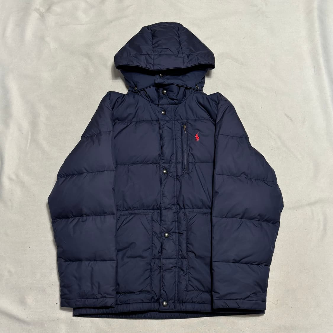 XL 폴로랄프로렌 레드 포니 네이비 덕 다운 후드 패딩 상품이미지2