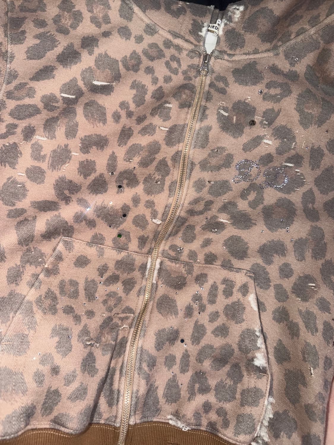 DIRDDY Destroyed Cubic Hoodie Leopard 상품이미지2