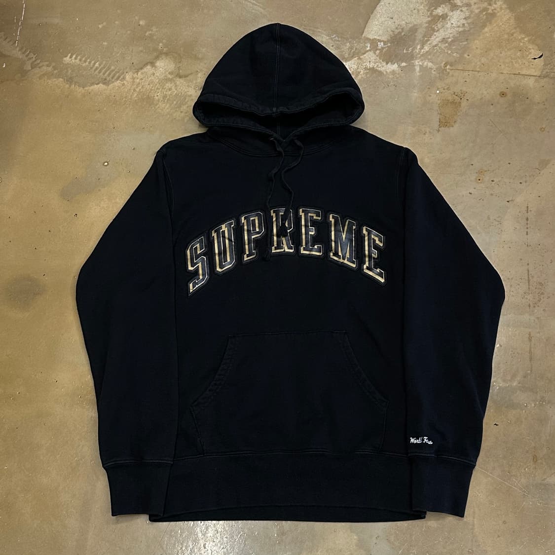 M 슈프림 15ss 크롬 아치 로고 블랙 후드티 상품이미지2