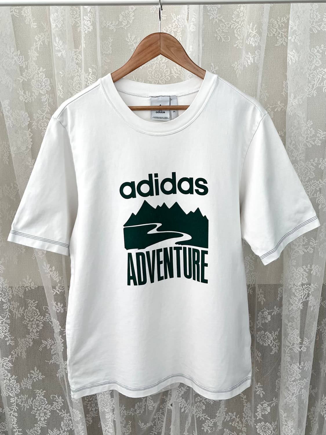 2XL) 아디다스 어드벤쳐 반팔 티셔츠 화이트 그린 상품이미지1