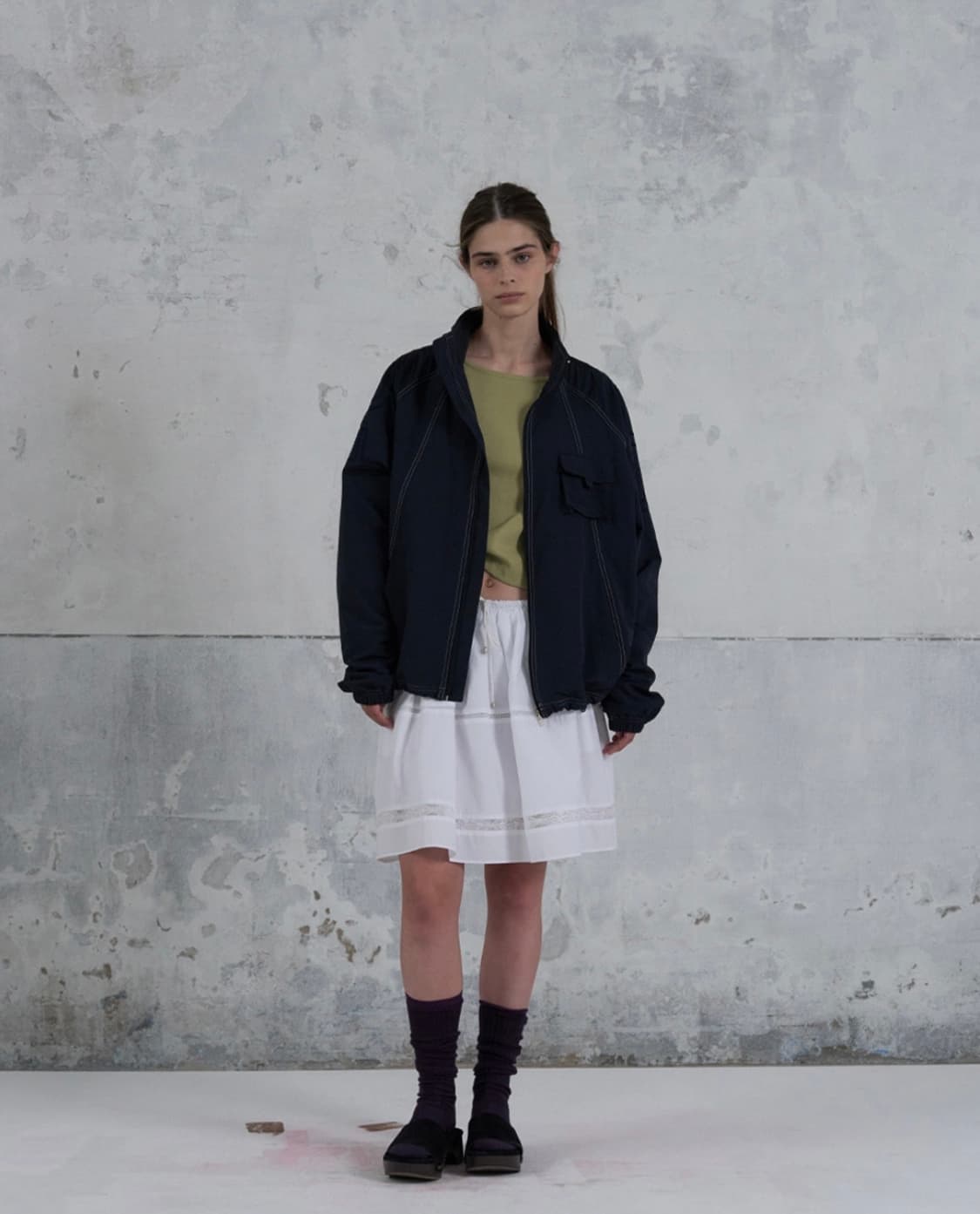 (새상품) foeto 포에토 나일론 점퍼 네이비 상품이미지4