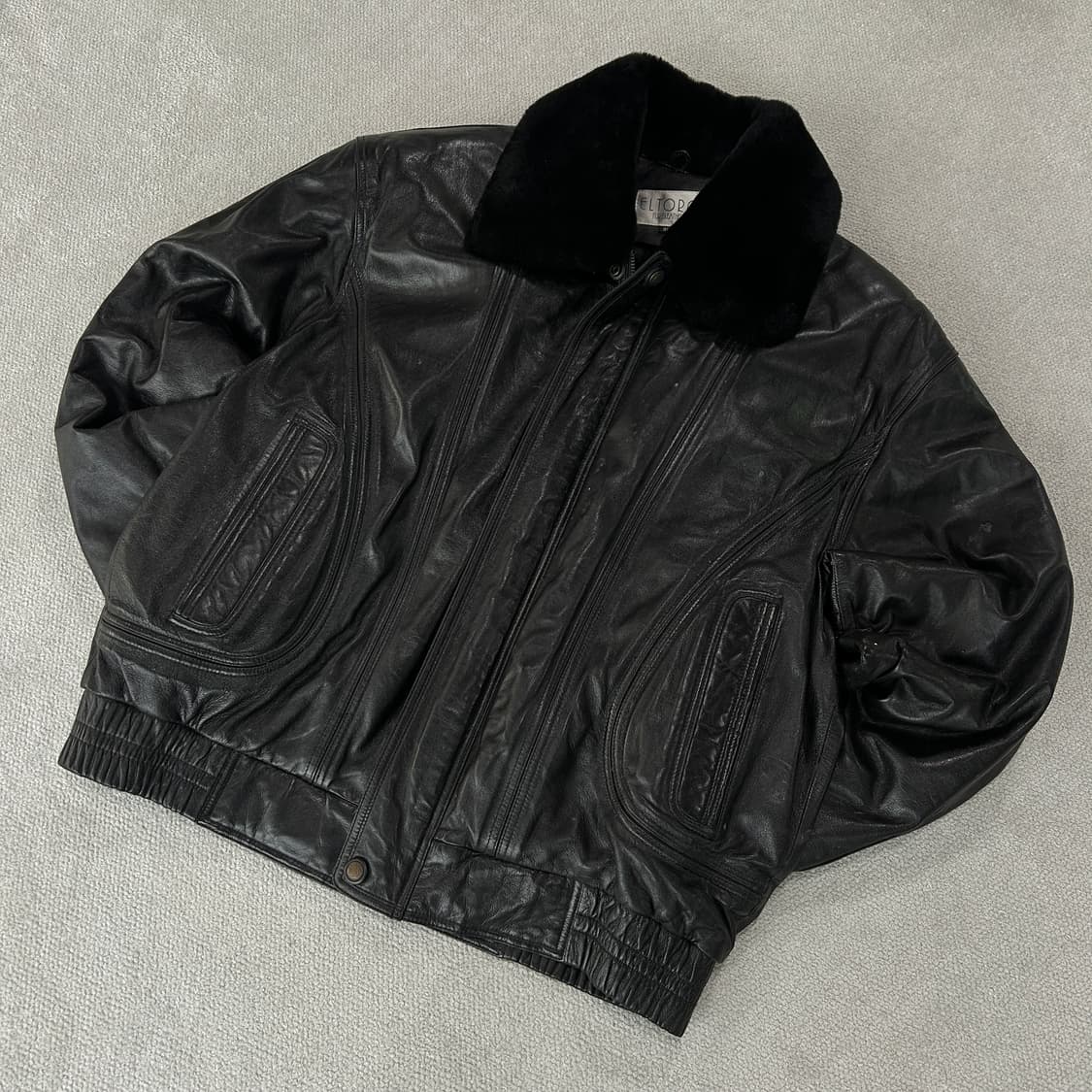 ELTORO 블랙 가죽 무스탕 자켓 M 상품이미지1