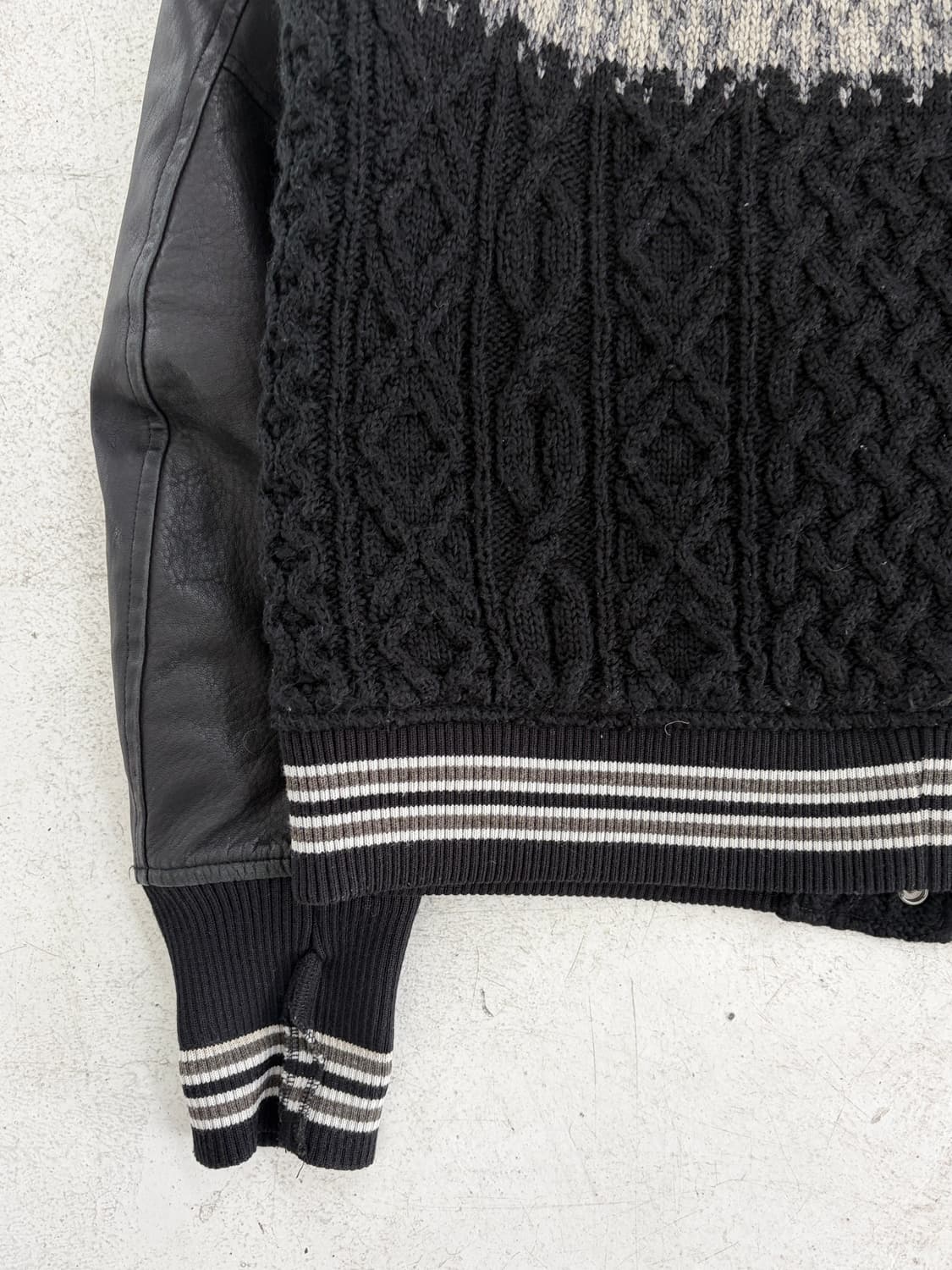 미하라 야스히로 모헤어 홀스 레더 바시티 자켓 상품이미지7