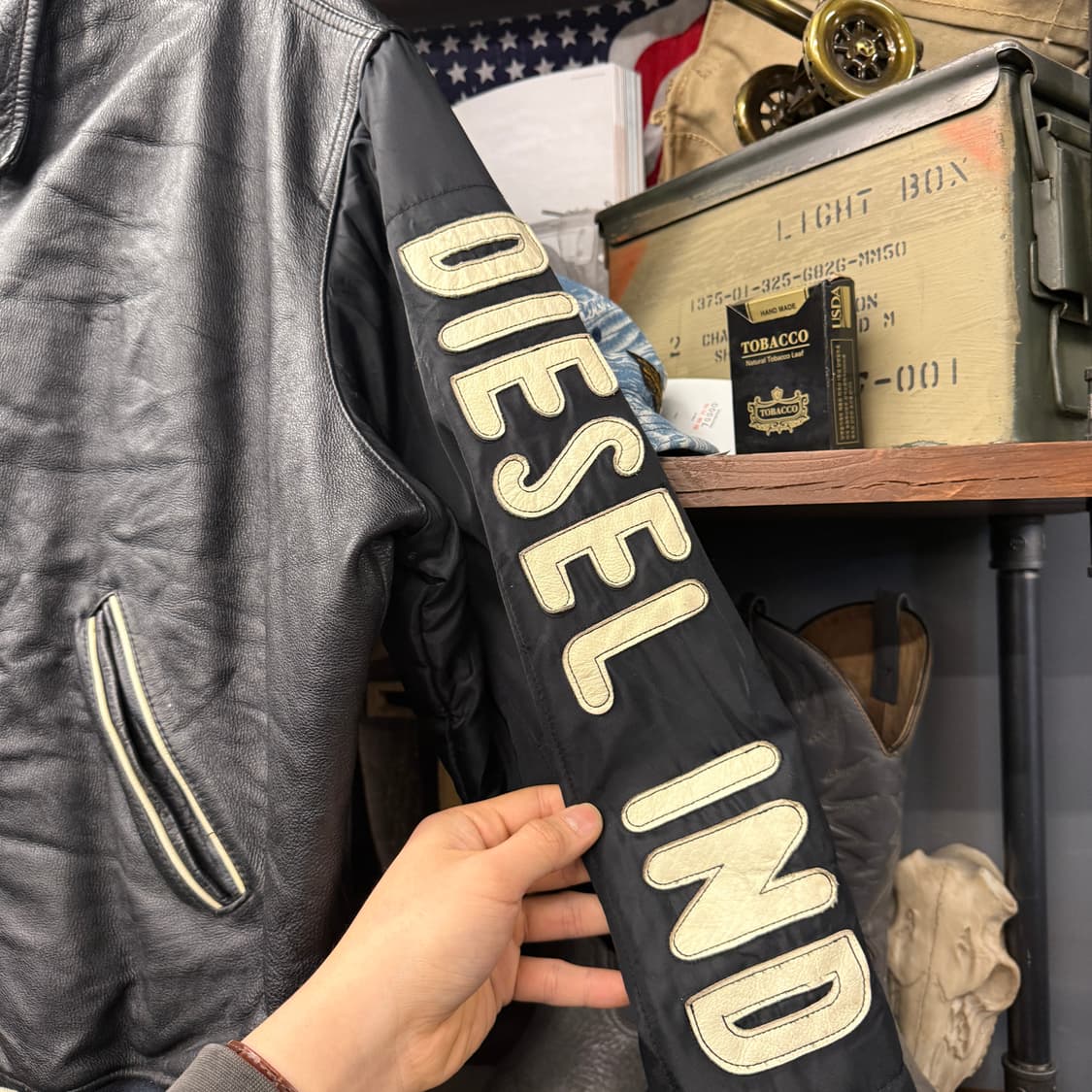 90s 디젤 레더스 레이싱 아카이브 엠브로이드 레더 블루종 N859 상품이미지5