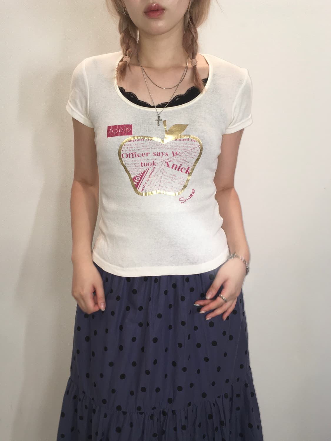 jpn vintage 하이틴 프린팅 비즈 티셔츠 상품이미지1