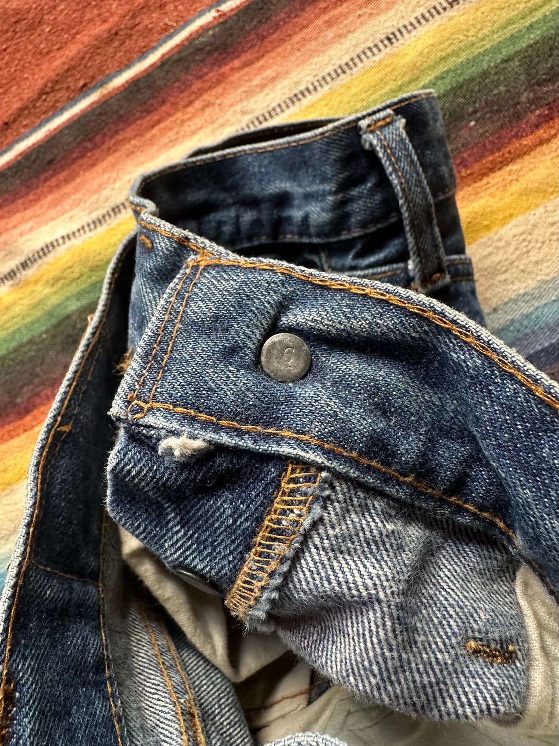 70s USA 빈티지 리바이스 501 66전기 셀비지 데님 팬츠 상품이미지8