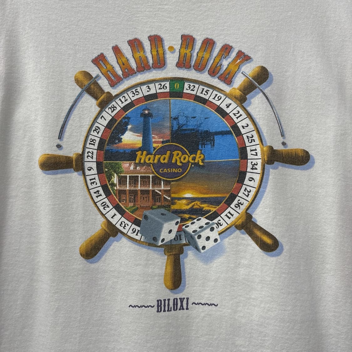 90s 하드락호텔 빌록시 랜드마크 룰렛 프린팅 티셔츠 N1210 상품이미지5