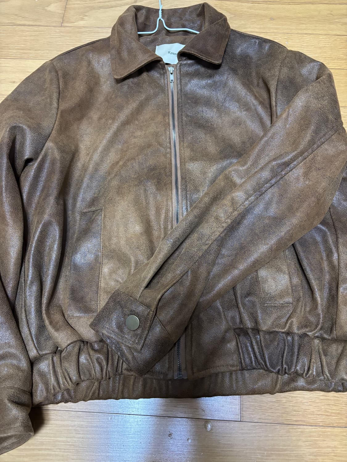 브라운 가죽 블루종 자켓 상품이미지3