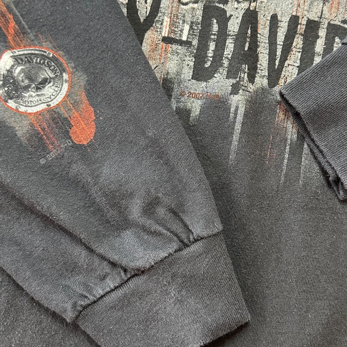 00s USA 할리데이비슨 스컬 롱슬리브 티셔츠 L 상품이미지5