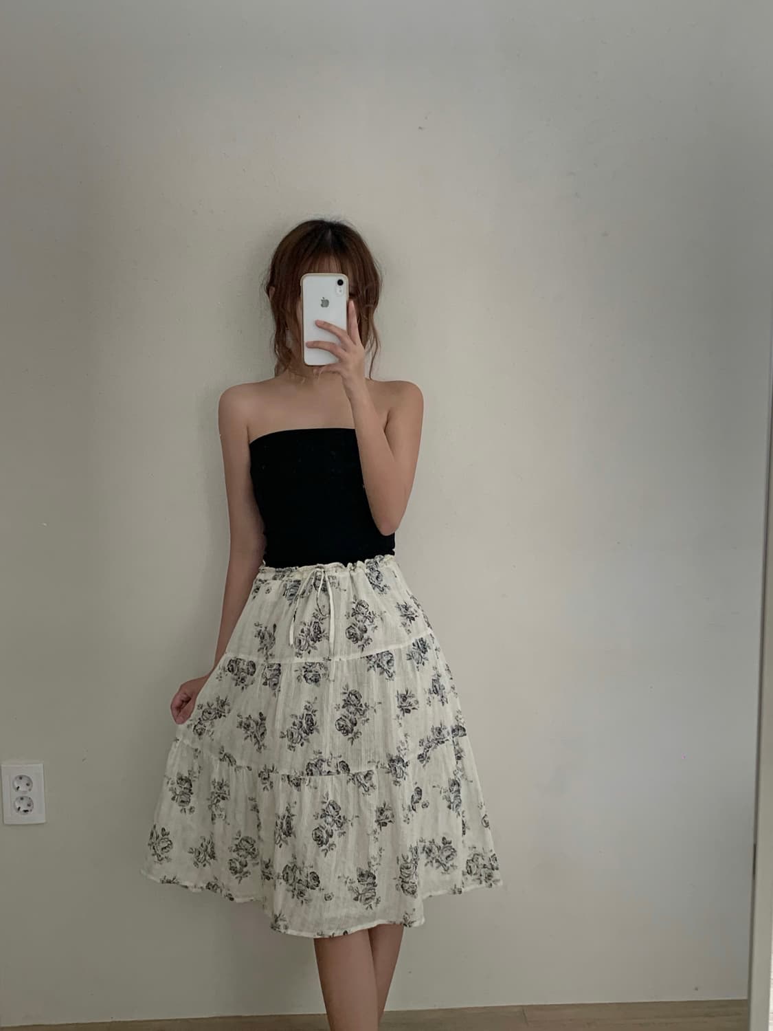 스나계 모리걸 플라워 패턴 빈티지 롱스커트 상품이미지1