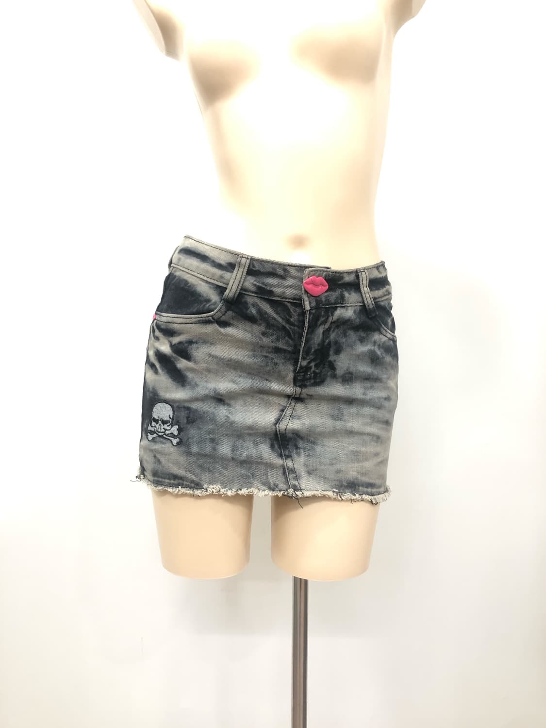 lip&skull point washed mini skirt💋 상품이미지3