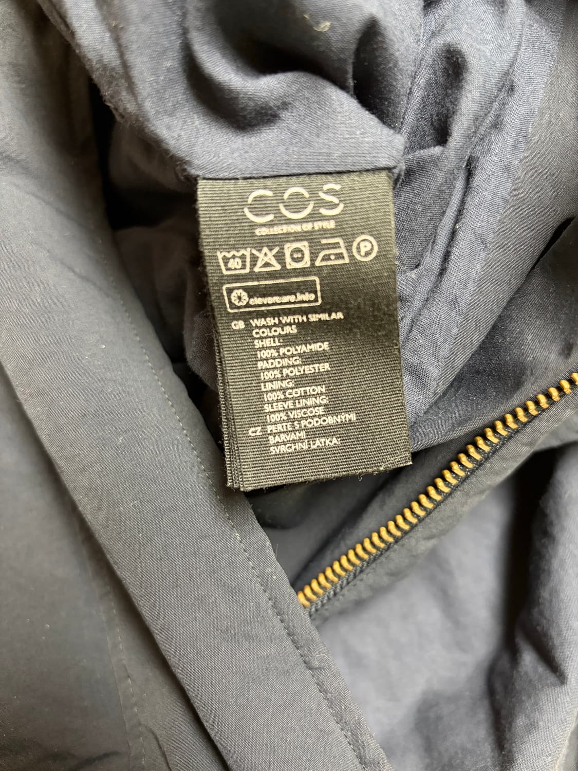 COS 패딩 후디드 파카 피쉬테일 네이비 XS 상품이미지7